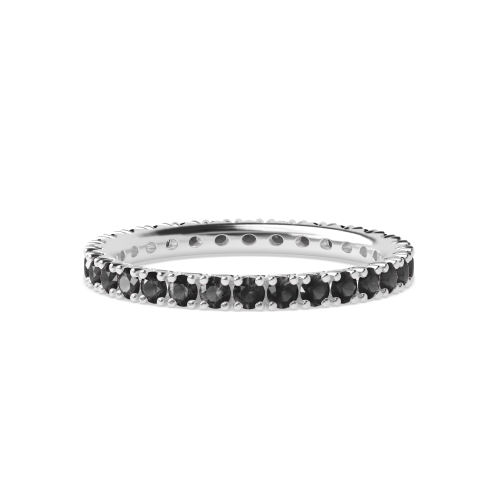 Diamond Cut Prongs Set Round Full Eternity Black Diamond Rings (Available in 2.5mm to 3.5mm)