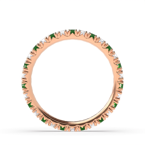 4 Prong Round Rose Gold Split alternate diamond and Lab Grown Eternity Diamond Rings