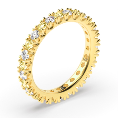 Double Prong Set Round Shape Lab Created Gemstone And Diamond Full Eternity Ring