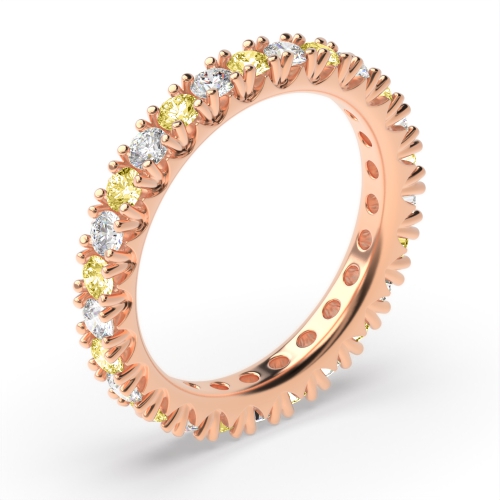 4 Prong Round Rose Gold Alternate colored lab Eternity Diamond Rings