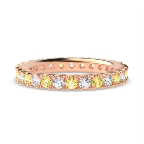 4 Prong Round Rose Gold Alternate colored lab Eternity Diamond Rings
