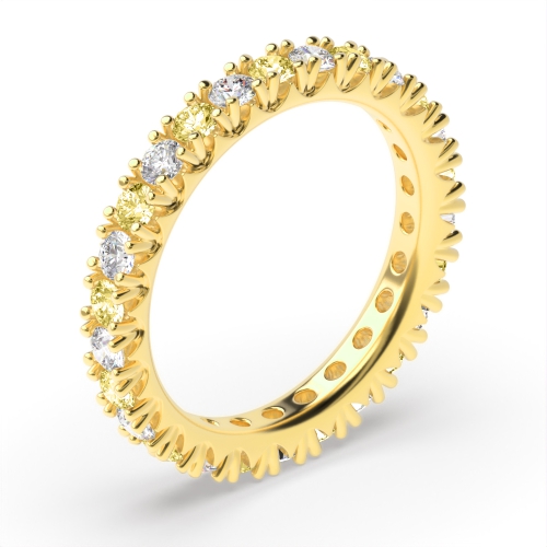 4 Prong Round Yellow Gold Alternate colored lab Eternity Diamond Rings