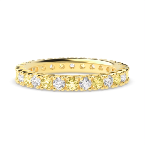 4 Prong Round Yellow Gold Alternate colored lab Eternity Diamond Rings