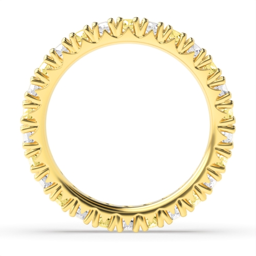 4 Prong Round Yellow Gold Alternate colored lab Eternity Diamond Rings