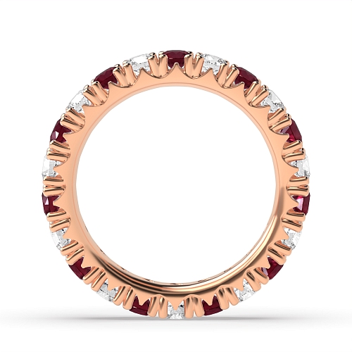 4 Prong Round Rose Gold Split alternate diamond and Lab Grown Eternity Diamond Rings