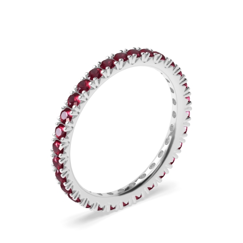 Diamond Cut Prongs Set Full Eternity Ruby Gemstone Rings (Available in 2.5mm to 3.5mm)