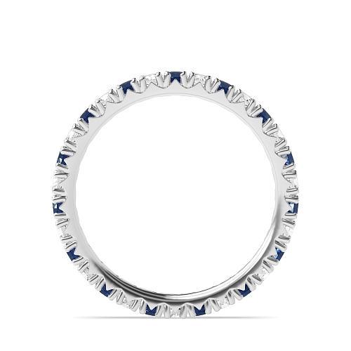 4 Prong Round Blue Sapphire Full Eternity Diamond Ring