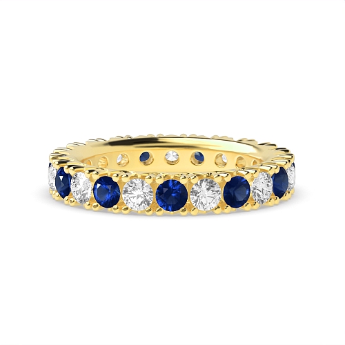 4 Prong Round Yellow Gold Split alternate diamond and Lab Grown Diamond Rings