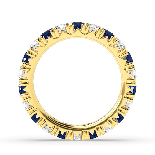 4 Prong Round Yellow Gold Split alternate diamond and Lab Grown Diamond Rings