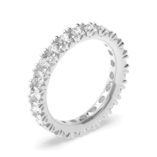 4 Prong Round Silver Full Eternity Diamond Ring