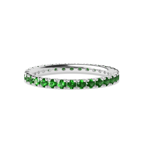 4 Prong Round Celestial Radiance Emerald Full Eternity Diamond Ring
