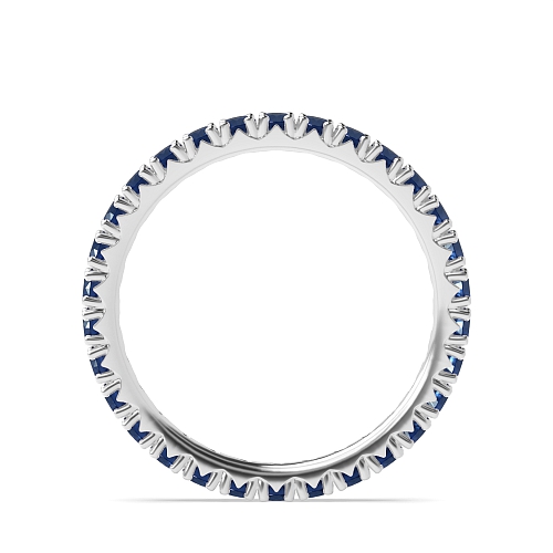 4 Prong Round Fishtail Blue Sapphire Full Eternity Wedding Band