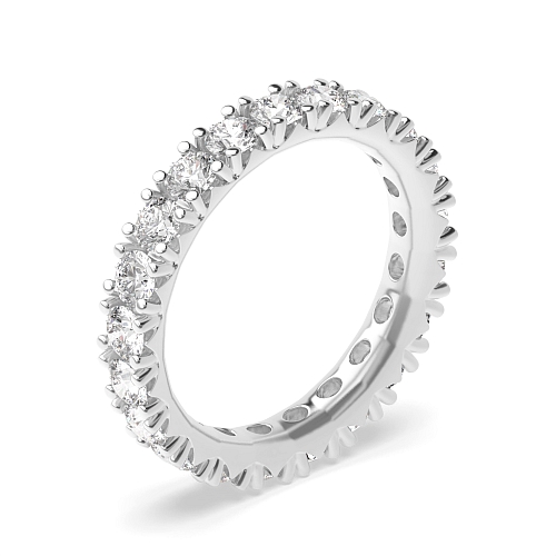 4 Prong Round Silver Fishtail Full Eternity Diamond Ring