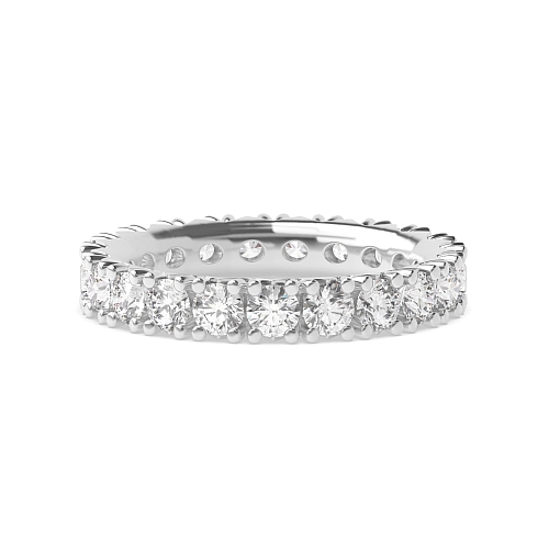 4 Prong Round Silver Fishtail Full Eternity Diamond Ring