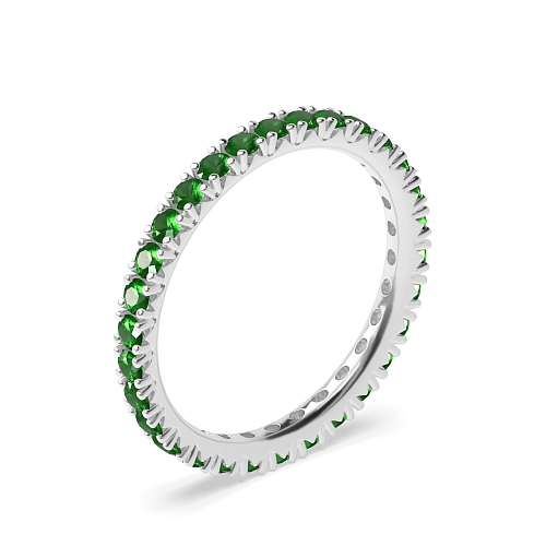 4 Prong Round Fishtail Emerald Diamond Rings