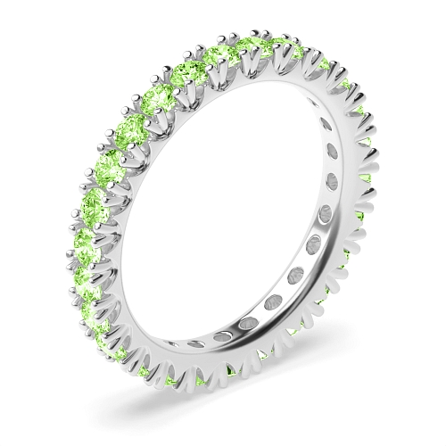 4 Prong Round Fishtail Green Lab Grown Band Diamond Rings
