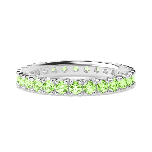 4 Prong Round Fishtail Green Lab Grown Band Diamond Rings