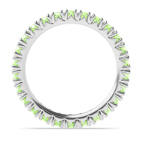 4 Prong Round Fishtail Green Lab Grown Band Diamond Rings