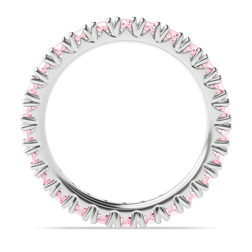 4 Prong Round Fishtail Pink Lab Grown Band Diamond Rings