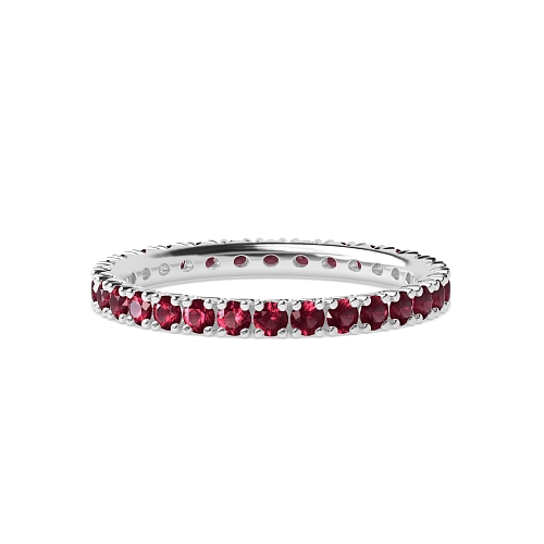 4 Prong Round Fishtail Ruby Diamond Rings