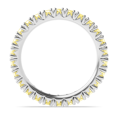 4 Prong Round Fishtail Yellow Lab Grown Band Diamond Rings