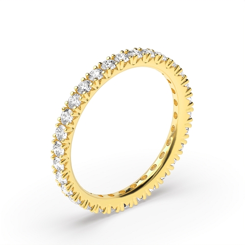4 Prong Round Yellow Gold Fishtail Diamond Rings
