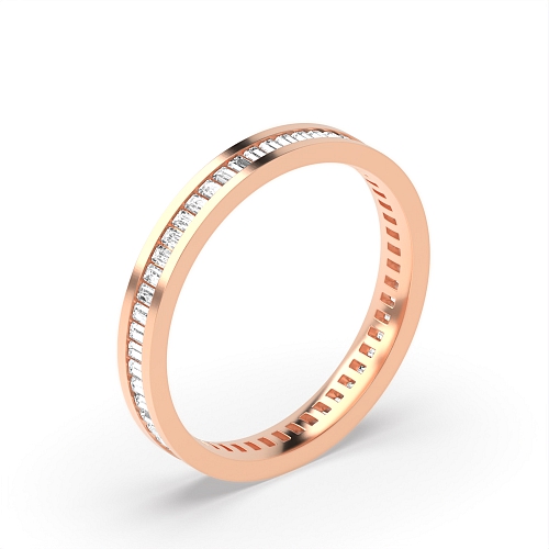 Channel Setting Baguette Rose Gold 2.5mm to 5.0mm Full Eternity Diamond Rings