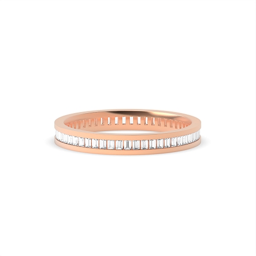 Channel Setting Baguette Rose Gold 2.5mm to 5.0mm Full Eternity Diamond Rings