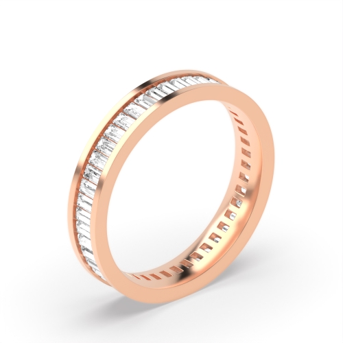 Channel Setting Baguette Rose Gold band Full Eternity Wedding Band