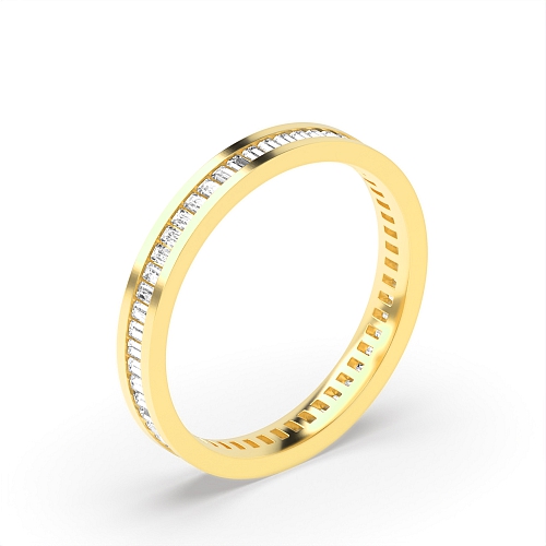 Channel Setting Baguette Yellow Gold 2.5mm to 5.0mm Band Diamond Rings