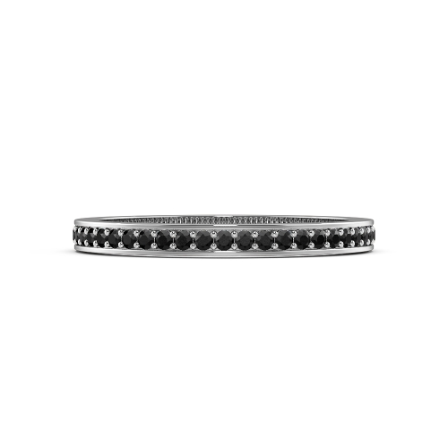Pave Setting Round Full Eternity Black Diamond Ring (Available in 2.0mm to 3.5mm)