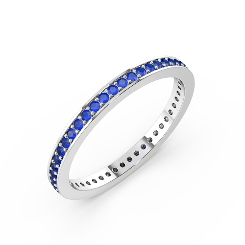 Pave Setting Round Full Eternity Blue Sapphire Ring (Available in 2.0mm to 3.5mm)