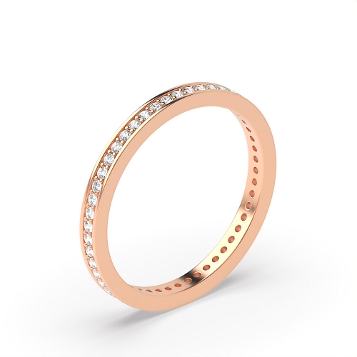 Pave Setting Round Rose Gold Scallop Diamond Rings