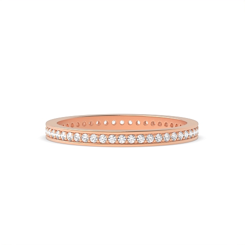 Pave Setting Round Rose Gold Scallop Diamond Rings