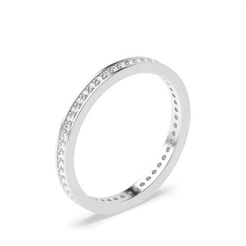 Pave Setting Round White Gold Scallop Full Eternity Diamond Rings