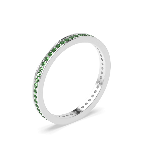 Pave Setting Round Scallop Emerald Diamond Rings