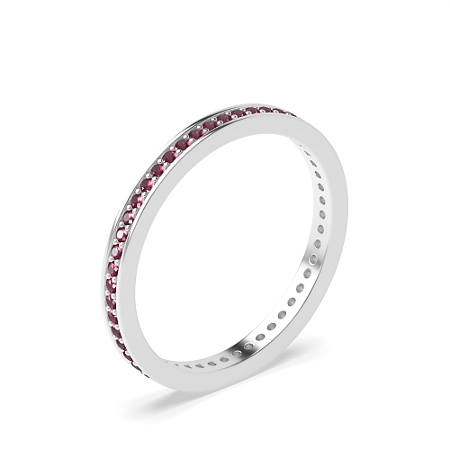 Pave Setting Round Scallop Ruby Diamond Rings