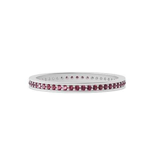 Pave Setting Round Scallop Ruby Diamond Rings