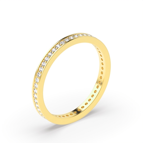 Pave Setting Round Yellow Gold Scallop Diamond Rings