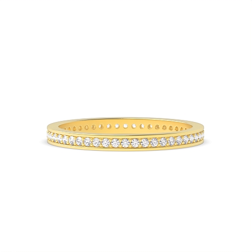 Pave Setting Round Yellow Gold Scallop Diamond Rings