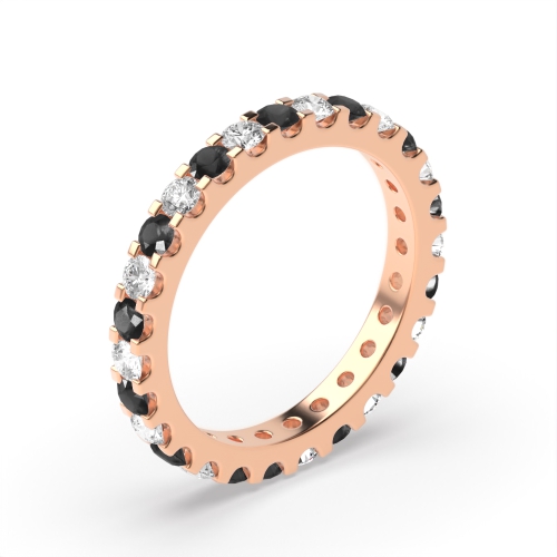4 Prong Round Rose Gold And white Lab Grown Eternity Diamond Rings