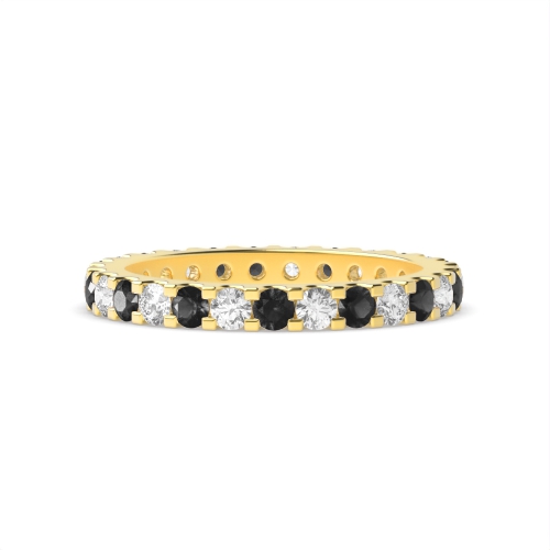 4 Prong Round Yellow Gold And white Lab Grown Eternity Diamond Rings