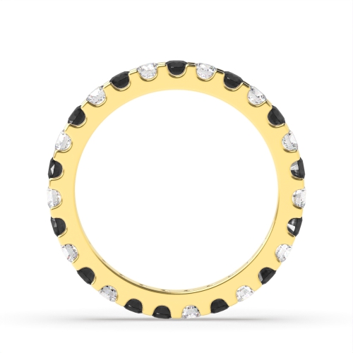 4 Prong Round Yellow Gold And white Lab Grown Eternity Diamond Rings