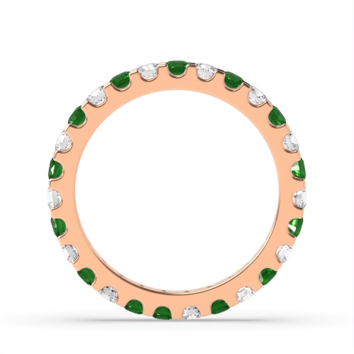 4 Prong Round Rose Gold Shared claws alternate diamond and Lab Grown Eternity Diamond Rings