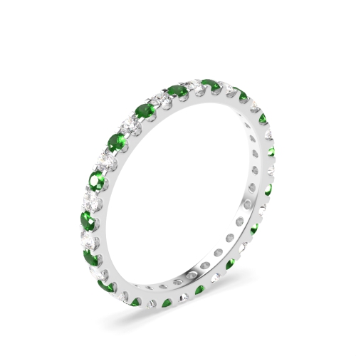 4 Prong Round Shared claws alternate diamond and Lab Grown Eternity Diamond Rings
