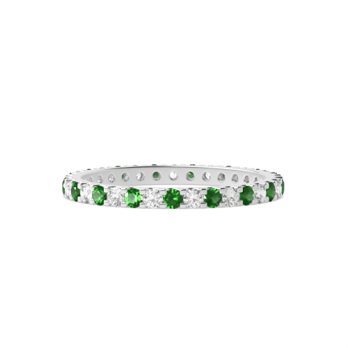 4 Prong Round Shared claws alternate diamond and Lab Grown Eternity Diamond Rings