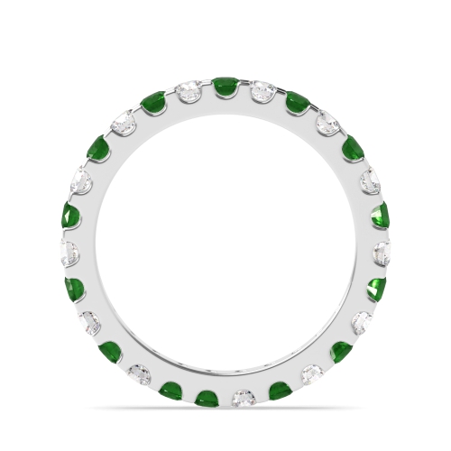 4 Prong Round White Gold Shared claws alternate diamond and Lab Grown Full Eternity Diamond Rings