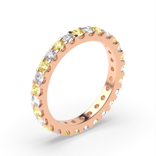 4 Prong Round Rose Gold Dapple Eternity Diamond Rings