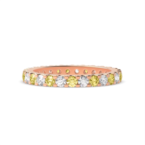 4 Prong Round Rose Gold Dapple Eternity Diamond Rings