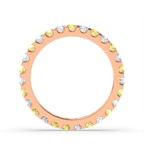 4 Prong Round Rose Gold Dapple Eternity Diamond Rings